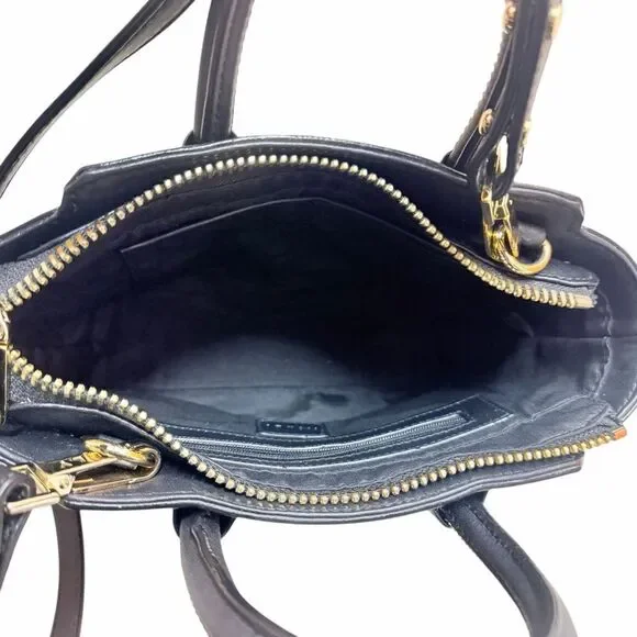 MILLY Black Leather Crossbody Bag With Gold Zipper